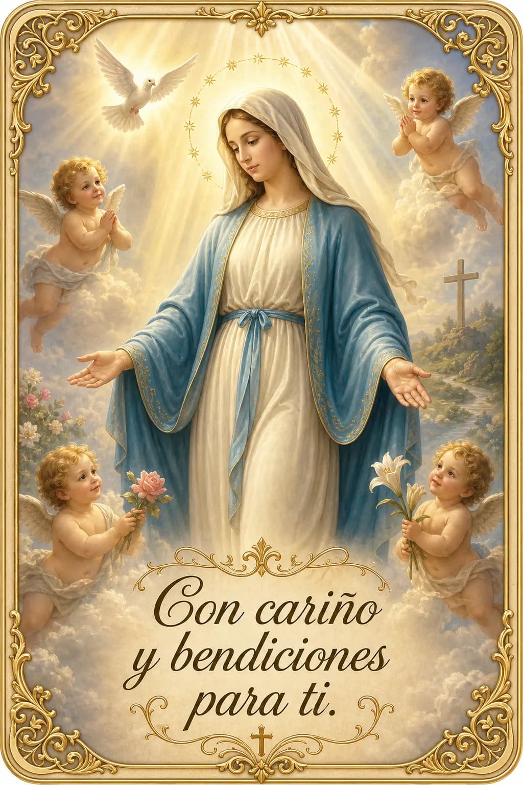 Ejemplo de estampita de la Virgen María 1