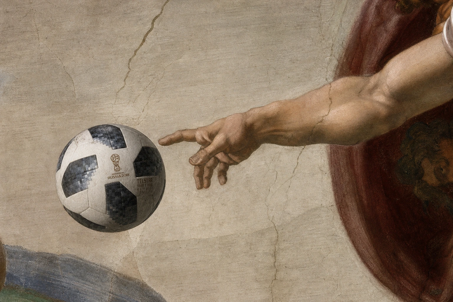 Ilustración devocional del gol de la Mano de Dios de Maradona en el Mundial de México 1986