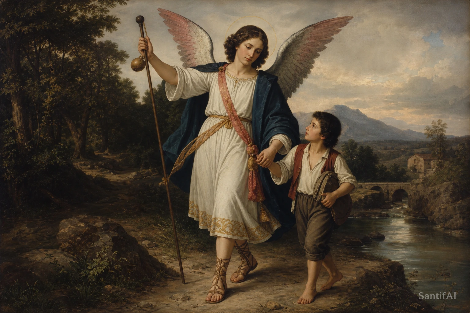 Estampa devocional de San Rafael Arcángel