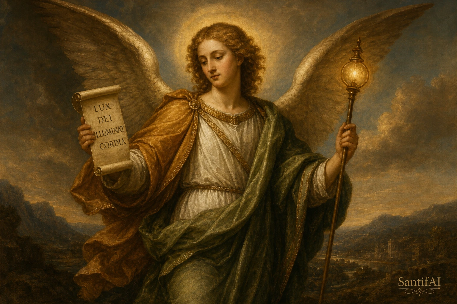 Representación devocional de Uriel, arcángel de tradición extracanónica